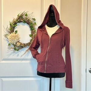 Aeropostale Women's Burgundy Zip-Up Hoodie